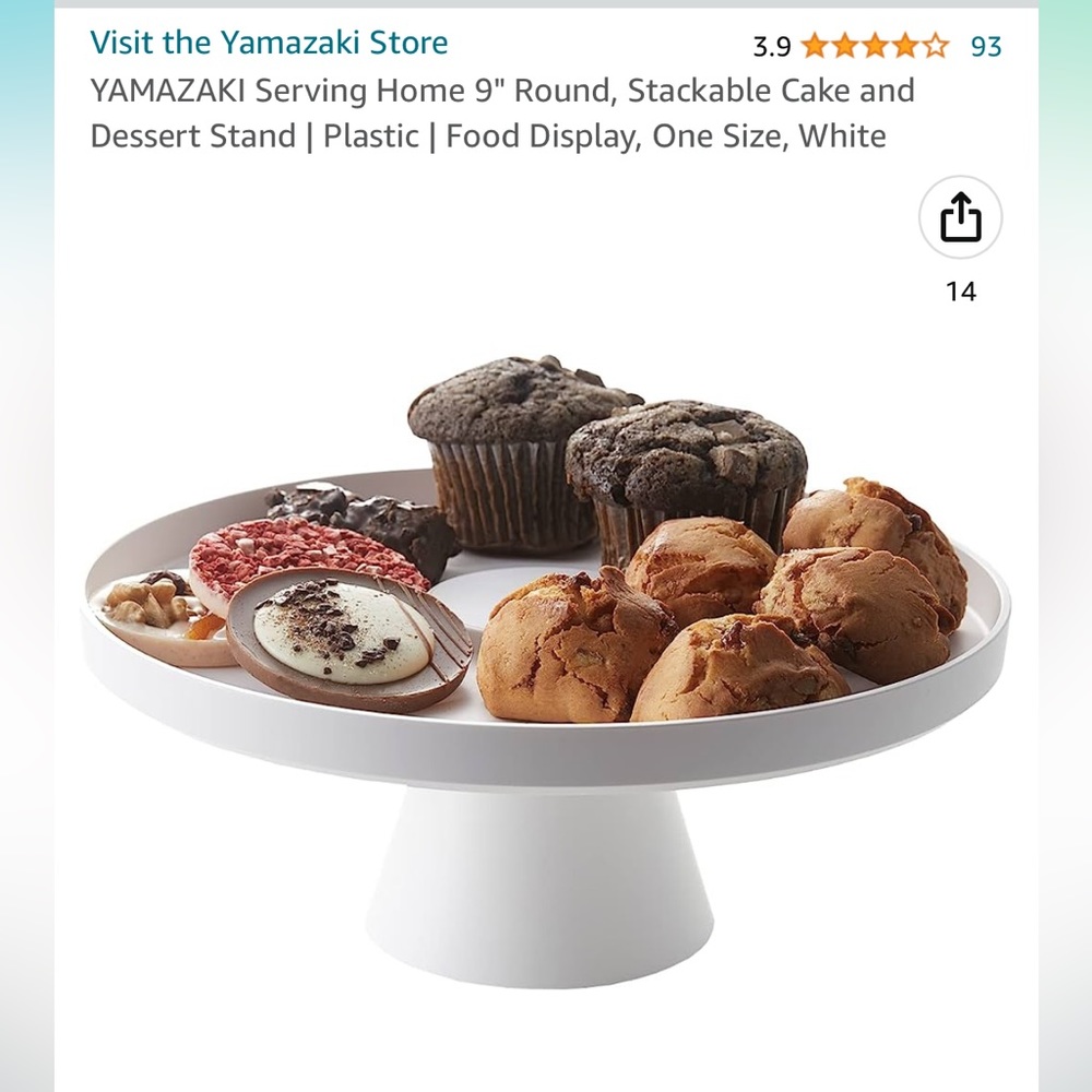 New YAMAZAKI Serving Home 9” Round, stackable cake and dessert stand, plastic